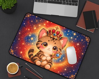 Royal Crown Kitty Desk Mat | Cute Space Cat Mousepad