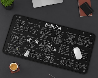 Dog Desk Mat, Funny Math Dog Mouse Pad, Cute Chalkboard Dog Desk Pad, Large Desk Mat for Office Study Gift