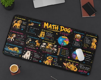 Math Dog Desk Mat, Street Graffiti Pop Art Dog Mouse Pad, Funny Math Desk Mat, Cute Teacher Gift, Student Desk Pad, Dog Lover Gift