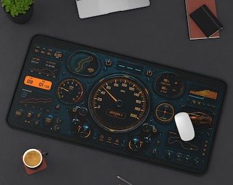 Racing Dashboard Desk Mat, Car Cockpit Mouse Pad, Speedometer Gaming Desk Mat, Carbon Fiber Racing Sim Desk Pad, Car Lover Gift