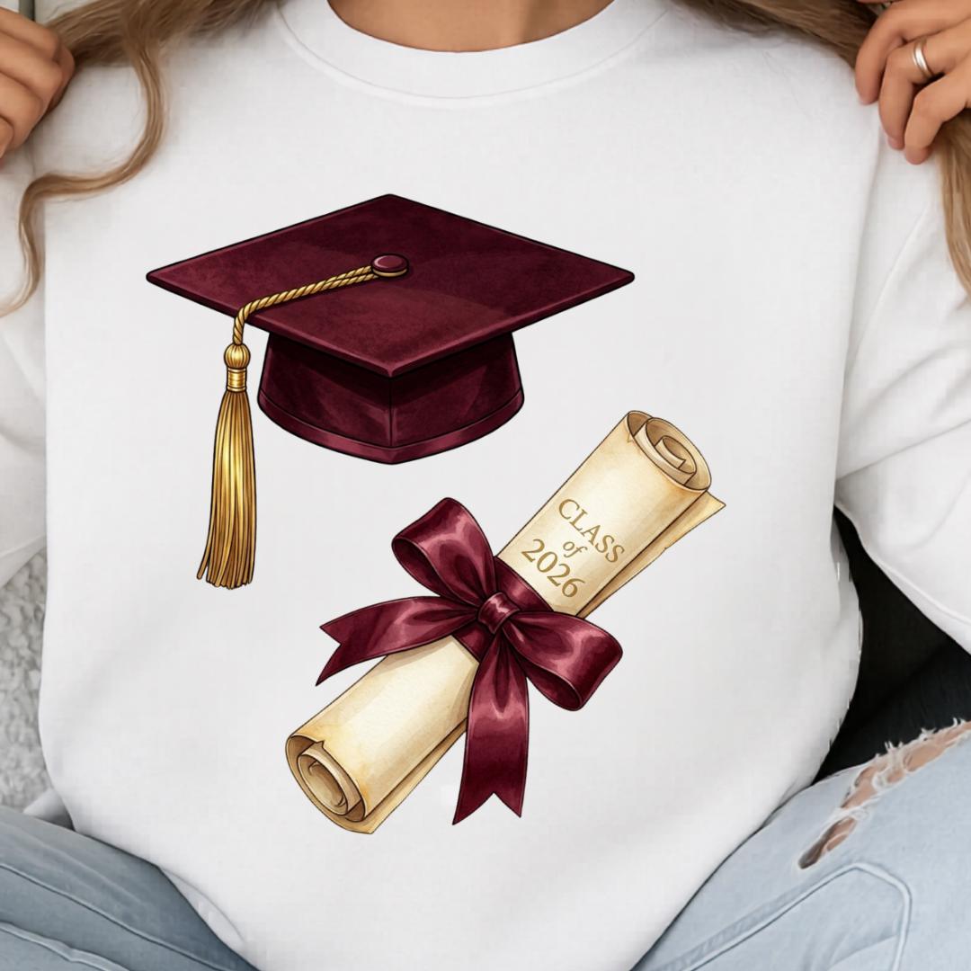Watercolor Graduation Clipart Bundle, Class of 2026 Female Student PNG ...