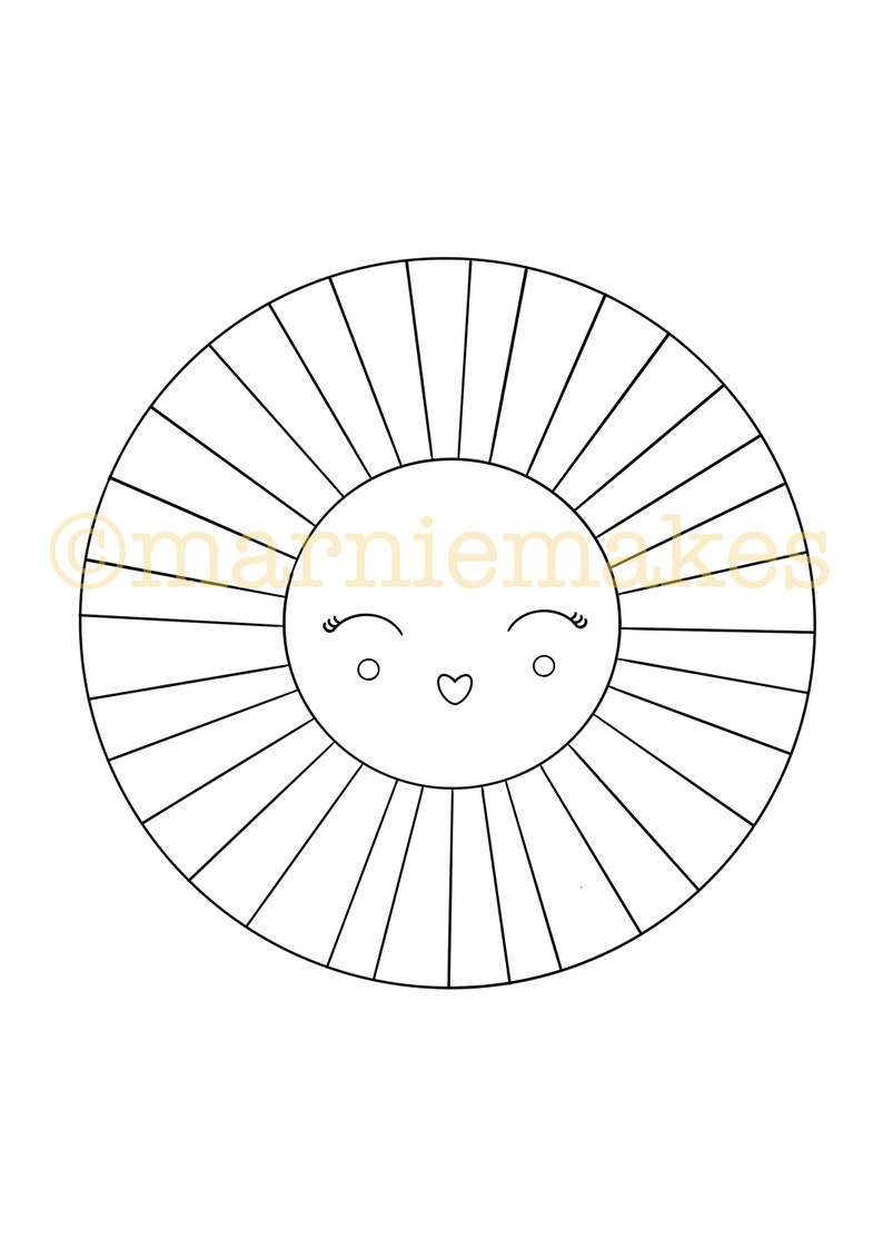 Rainbow Sunshine Digital Download Colouring Page Printable - Etsy UK