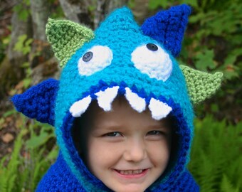 Monster Hooded Cowl Crochet PATTERN - CROCHET PATTERN - Monster Hood Pattern