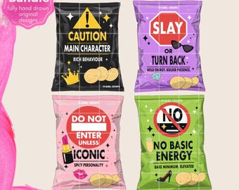 It-Girl Crisps PNG-paket, sublimeringsdesign för huvudkaraktärer (digital nedladdning)