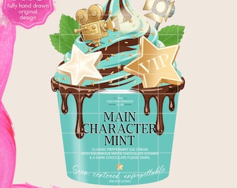 Huvudkaraktär Mintglass PNG Sublimeringsdesign (digital nedladdning)