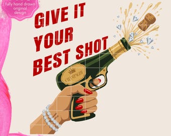 Champagne Diamond Pop PNG-grafik: Ge det din chans Clipart (digital nedladdning)