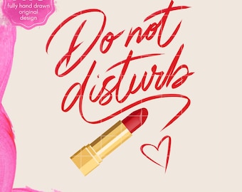 Stör ej läppstift PNG, glamourrött läppstiftstypografi (digital nedladdning)