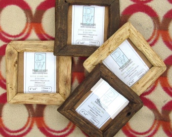 Rustic/driftwood style frames in recycled timber in clear wax or medium dark wax finish.To fit 4"x4". FREE U.K. shipping