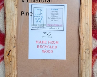Rustic/driftwood style frames in locally sourced,recycled wood in medium dark or very dark wax finish.To fit 7"x5"