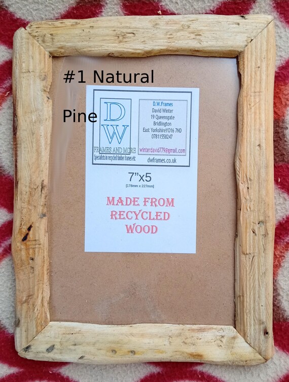 Rustic/driftwood style frames in locally sourced,recycled wood in medium dark or very dark wax finish.To fit 7"x5"