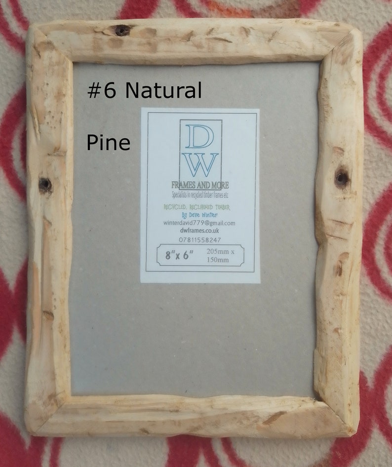 Rustic/driftwood style frames in locally sourced,recycled wood to fit 8x6.Natural,Medium dark or Very dark beeswax finish.FREE U.K postage image 6