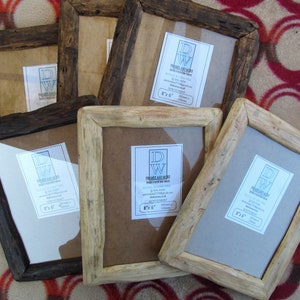 Rustic/driftwood style frames in locally sourced,recycled wood to fit 8"x6".Natural,Medium dark or Very dark beeswax finish.FREE U.K postage