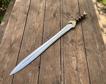 Handmade Celtic Sword – Stainless Steel Medieval Collectible with Rosewood Handle, Brass Guard, Historical Fantasy Replica & Display