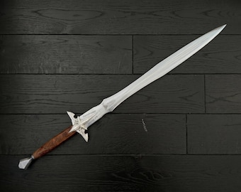 Handmade Royal Knight Sword – Mirror Polish Stainless Steel Blade with Carved Wooden Handle