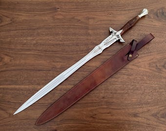 Handmade Fantasy Longsword – Storm Breaker Replica, Leather Grip, Medieval Display Blade