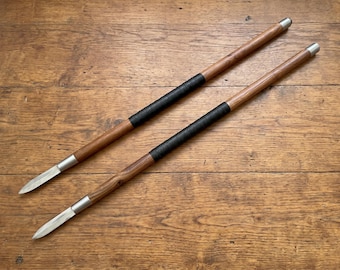 Handcrafted Double Ended Spear – Medieval Fantasy Polearm with Wooden Shaft, Warrior Cosplay Prop, Collector Display & Rustic Decor
