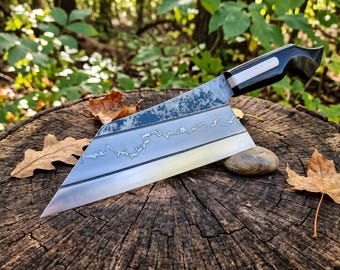 Custom Handmade Cu-Mai Chef Knife, Carbon Steel Kitchen Knife with Resin Handle, Gift for Chef, Wedding Gift, Christmas Gift