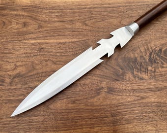 Hand-Forged Viking Leaf Spear – High Carbon Steel Medieval Spear with Wooden Handle, LARP Decor & Collector Display Piece