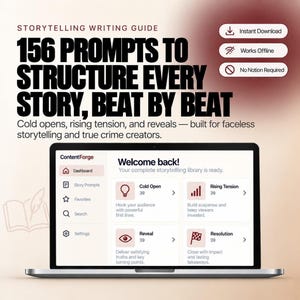 Storytelling Content Writing Guide, 156 Video Script Frameworks for True Crime Creators, Digital Download