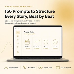 Storytelling Content Writing Guide, 156 Video Script Frameworks for True Crime Creators, Digital Download