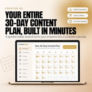 30 Day Content Planner, Social Media Post/Content Planning System for Creators and Influencers, Creator OS, Monthly Content Calendar