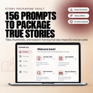 True Crime Story Packaging Tool, YouTube Suspense Hooks & Script Prompts, Video Title and Thumbnail Checker | Digital Workspace