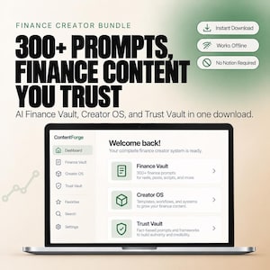 Finance Creator Toolkit, AI Finance Prompts, Finance Content Pack Ideas for Reels and Short Video, Social Media Content Planning Calendar