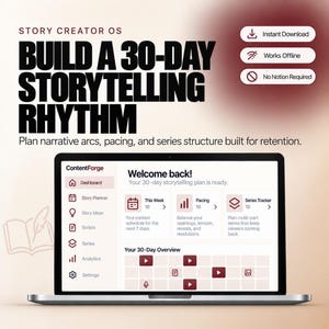 Story Creator OS, 30-Day Content Planning System for True Crime Creators, Digital Download