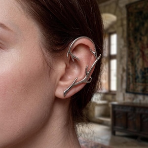 Elf Ear Cuff No Piercing, Branch Ear Wrap, Fairycore Ear Jewelry, Nature Inspired Ear Clip, Fantasy Cosplay Accessory