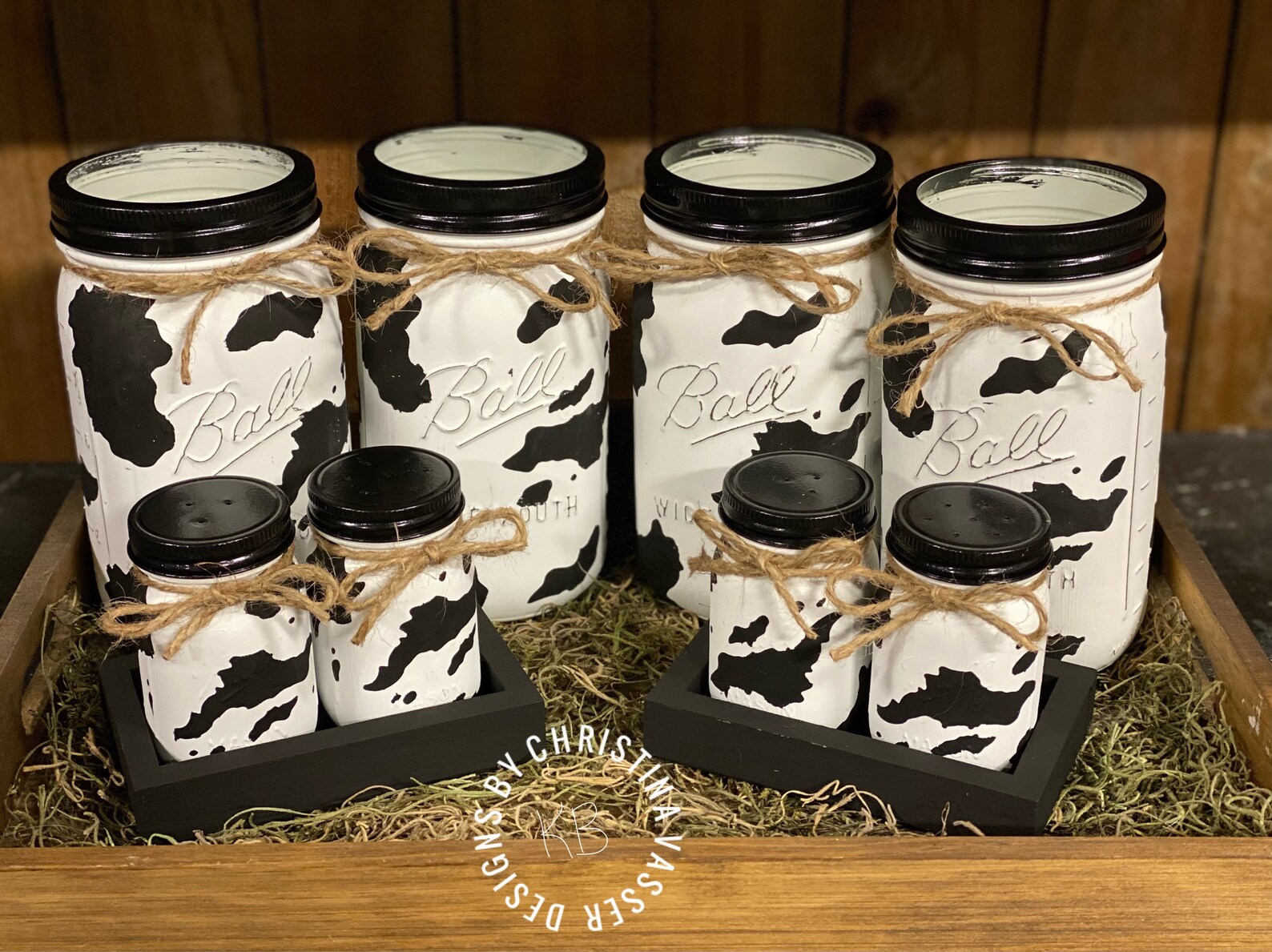 Mason Jar Cow Print Kitchen Set Cow Theme Decor Kitchen Etsy Australia