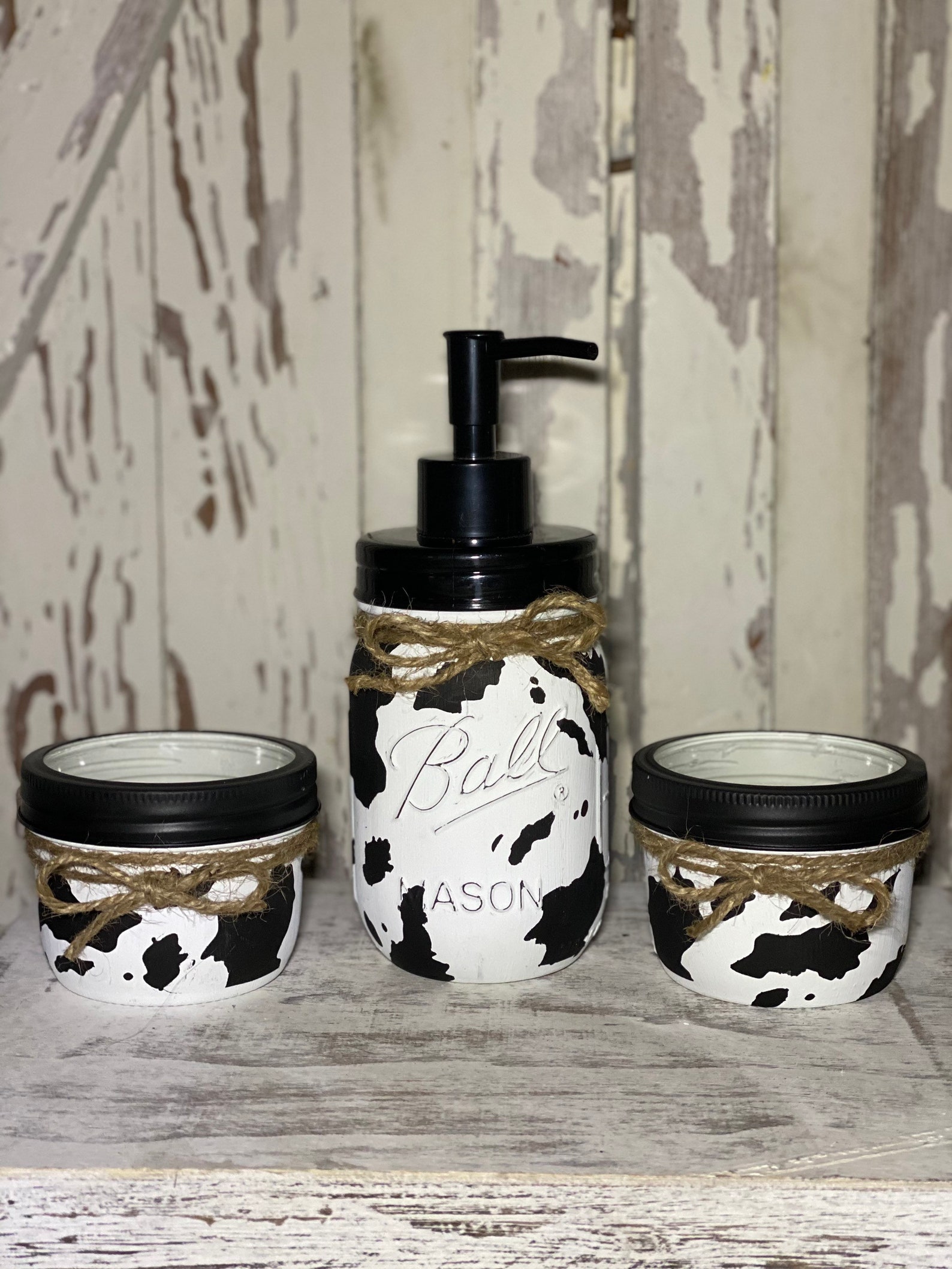 Cow Print Mason jar set Etsy