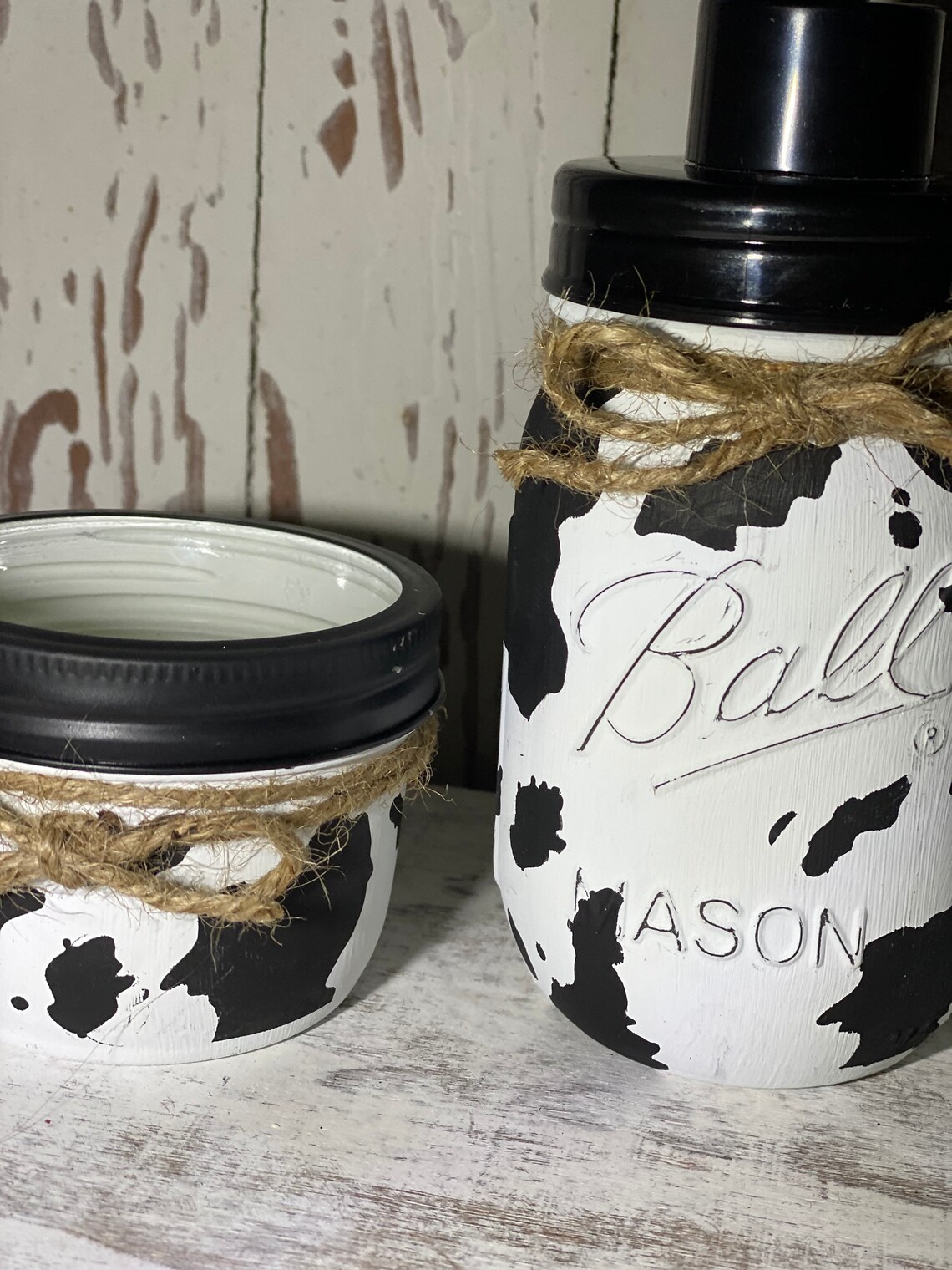 Cow Print Mason jar set Etsy