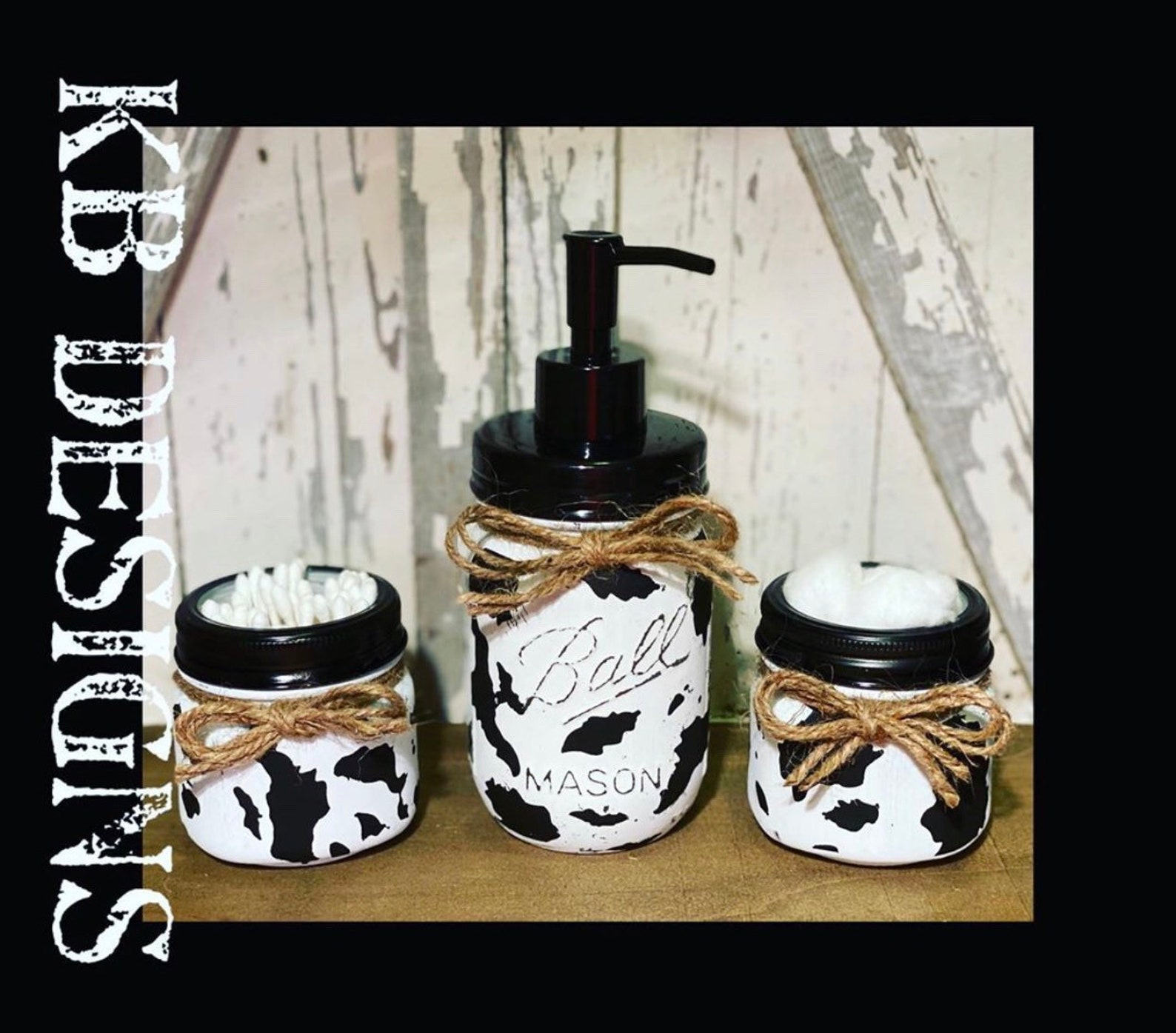 Cow Print Mason jar set | Etsy