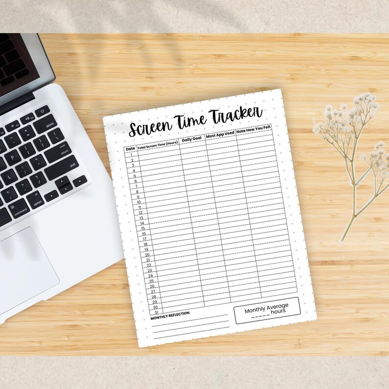 Screen Time Tracker Printable | Minimalist Digital Detox Planner (A4/A5 ...