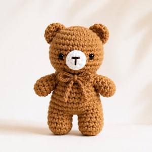 Virkmönster för minibjörn i PDF-format | Enkelt amigurumi-mönster för nallebjörn | Virkleksak för nybörjare | Omedelbar digital nedladdning