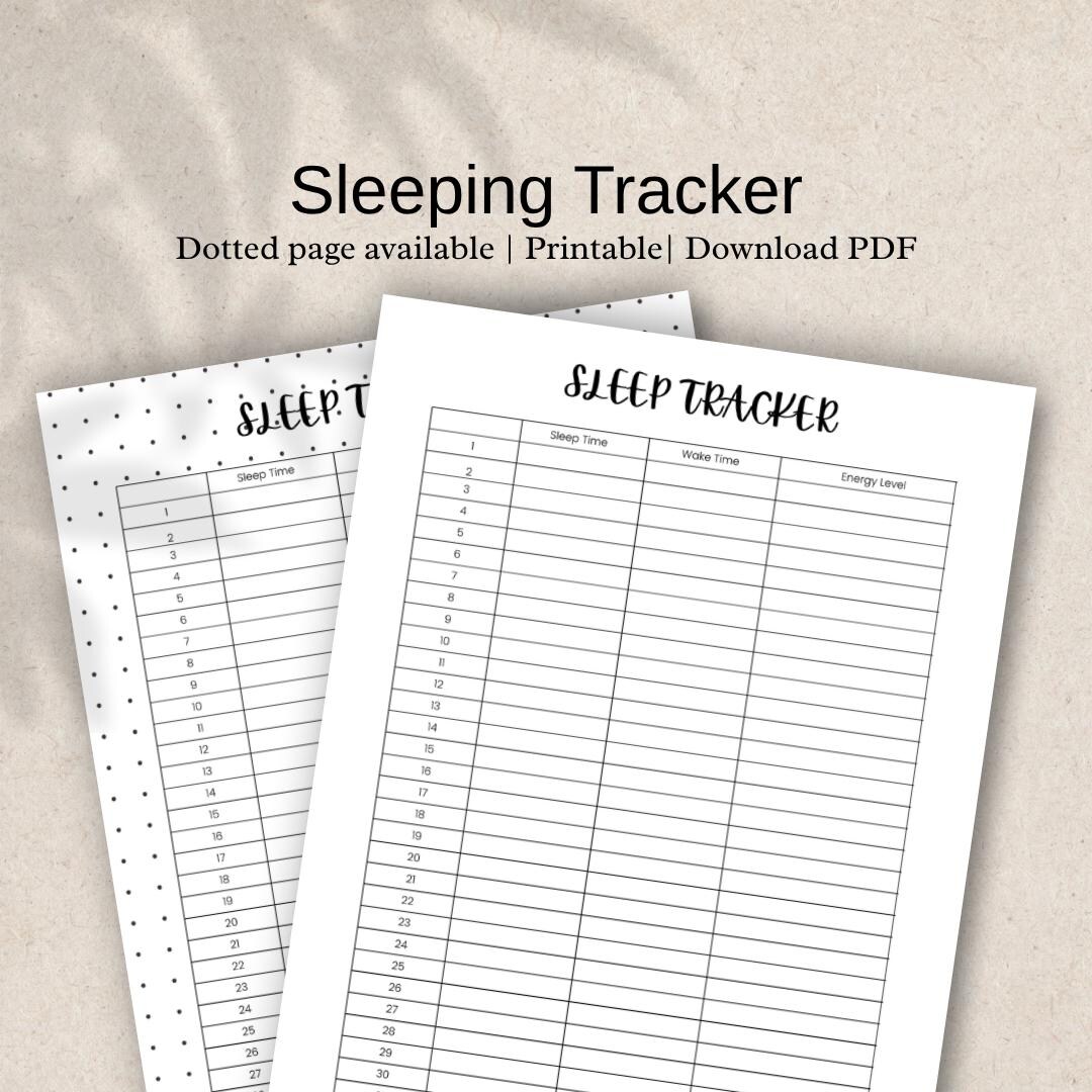 Minimalist Sleep Tracker Printable | Monthly Log, Wellness Planner (A4 ...