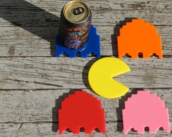 Geeky Gift, Handmade Gamer Coasters, Fun Nerdy Housewares - Ghoster - Video Game Coasters -