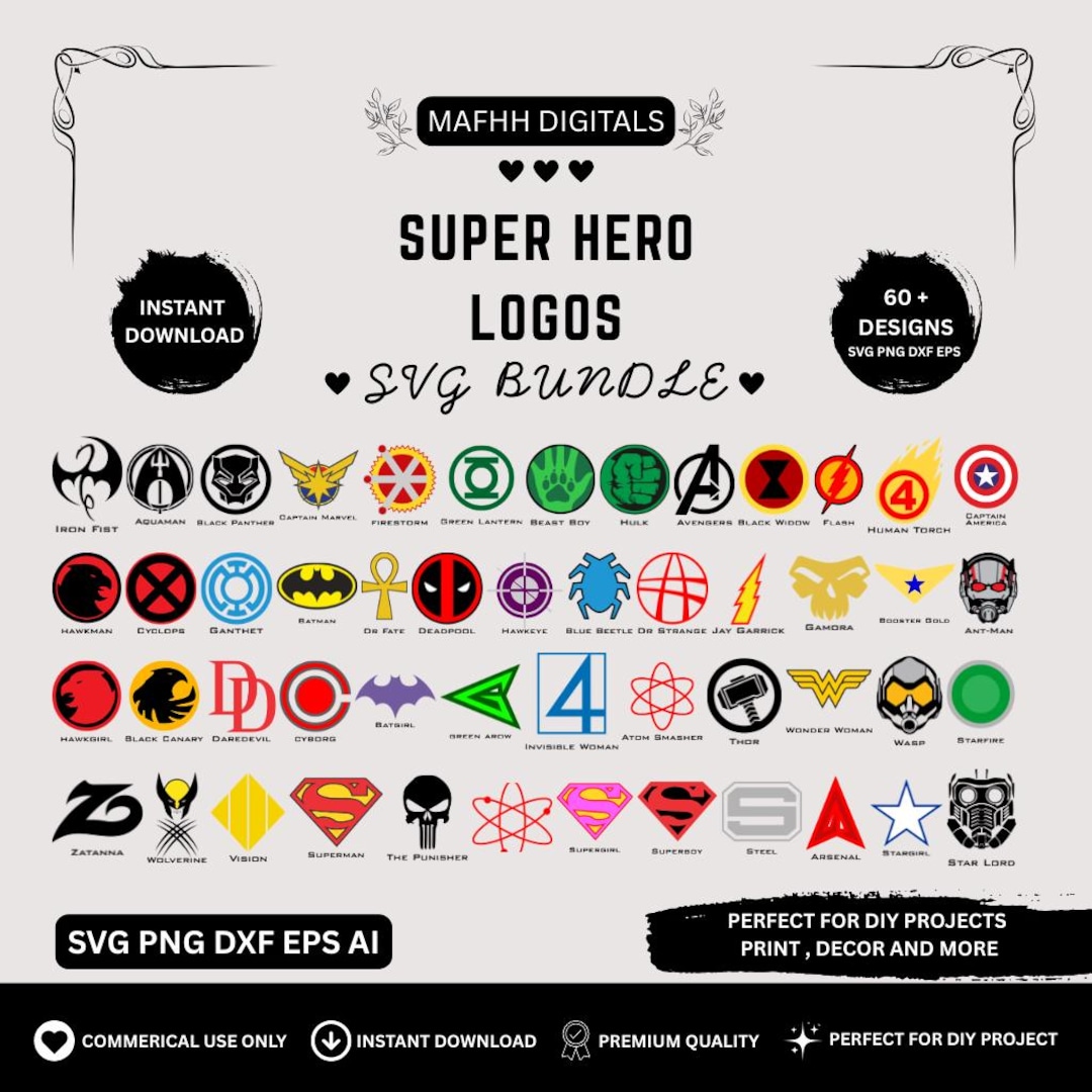 70+ Superhero SVG Bundle | Comic Style Hero Masks & Emblems ...