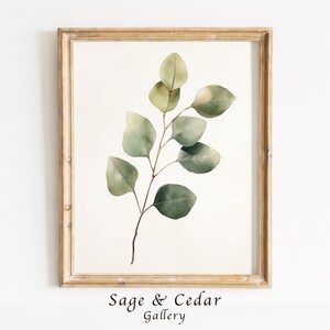 Akvarellkonst med eukalyptusgren, minimalistisk botanisk dekor (digital nedladdning) 58