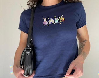 Embroidered Enchanted Rose Castle Baby Tee, Beauty and the Beast T-shirt, Vintage Disney Fans Sweatshirt, Retro Park Vacation Gift