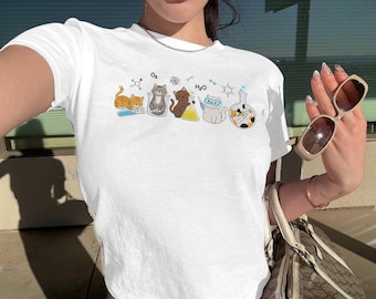 Embroidered Chemistry Cats Baby Tee, Vintage Science STEM T-shirt, Retro Lab Tech Teacher Gift Sweatshirt, School Graduation Outfit