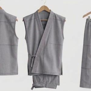 Grey Martial Arts Gi Trousers: Karate, Taekwondo, Elastic Drawstring Waist
