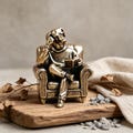 Mini Brass Dog Figurine Reading – Handcrafted Vintage Décor, Playful Collectible, Cozy Charm product logo