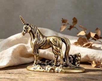 Handgemachte Messing Einhorn Statue, Vintage Fantasy Dekoration, Schreibtisch Regal Dekoration, ein magisches Geschenk für Einhorn-Fans