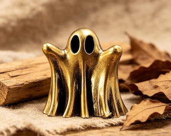 Vintage Messing Geist Figur, handgemachte Mini Halloween Geist Statue, gruseliges Dekor aus massivem Messing, Schreibtisch Ornament Geschenk