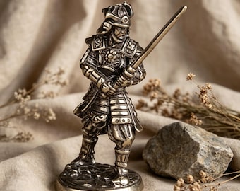 Handgefertigte Messing Samurai Krieger Figur - Miniature Rüstung Statue, Sammlerstück Haus & Schreibtisch Dekor
