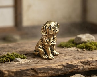 Handgefertigte Messing Hund Figur - Miniatur Kupfer Skulptur, Schreibtisch Ornament, Sammlerstück Messing Wohnaccessoire