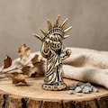 Handmade Brass Cute Statue of Liberty Figurine, Antique Copper Mini Ornament, Whimsical Desk Decor, Unique Travel Small Gift product logo