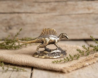 Vintage Messing Spinosaurus Dinosaurier Figur, Handgefertigte Kupfer Miniatur Dekor, Rustikale Schreibtisch Ornament Geschenk