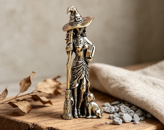 Handgemachte mini Kupfer Hexe Statue, Gothic Retro Schreibtisch Dekoration, kleine Hexe Dekoration aus Metall